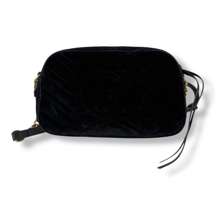 Gucci GG Marmont Black Velvet Small Handbag - Lux Central