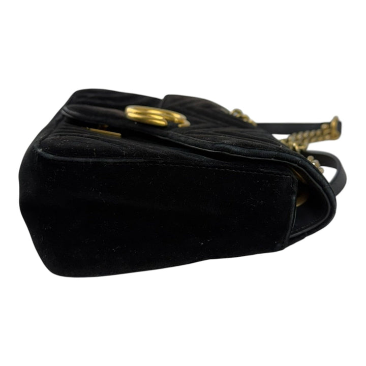 Gucci GG Marmont Black Velvet Small Handbag - Lux Central