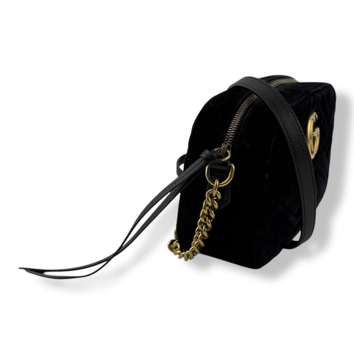 Gucci GG Marmont Black Velvet Small Handbag - Lux Central