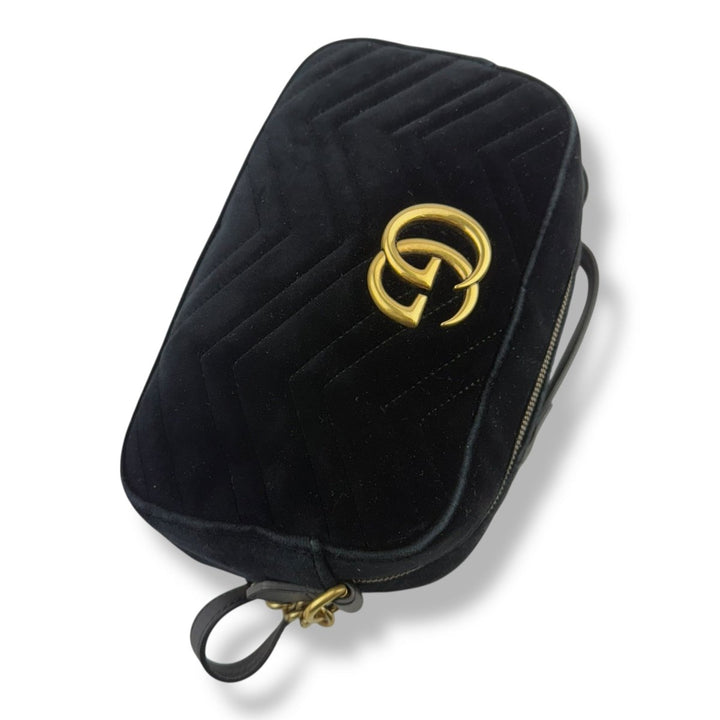 Gucci GG Marmont Black Velvet Small Handbag - Lux Central