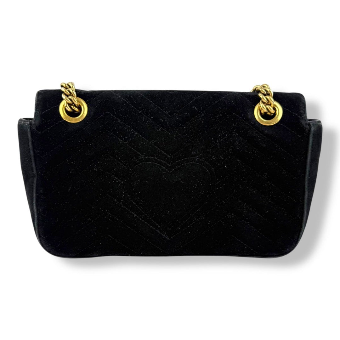 Gucci GG Marmont Black Velvet Small Handbag - Lux Central