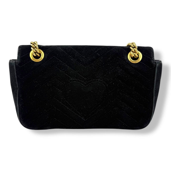 Gucci GG Marmont Black Velvet Small Handbag - Lux Central