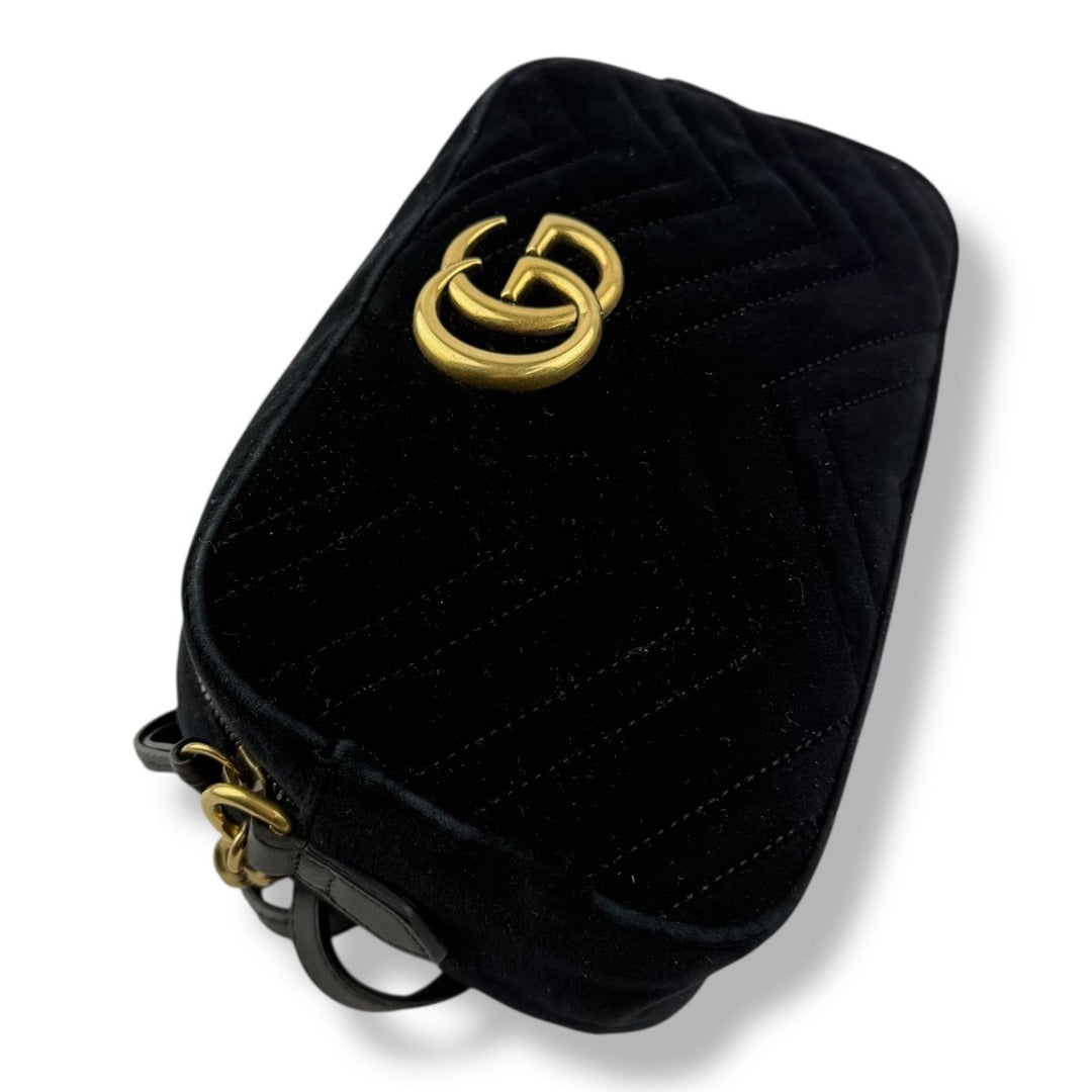 Gucci GG Marmont Black Velvet Small Handbag - Lux Central
