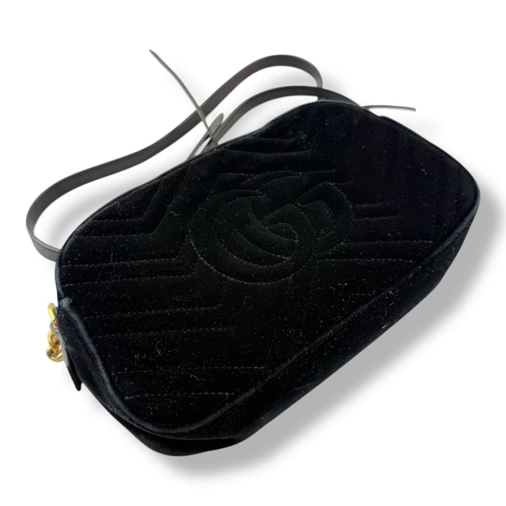 Gucci GG Marmont Black Velvet Small Handbag - Lux Central