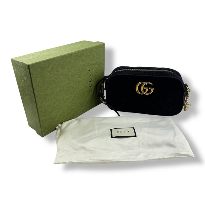 Gucci GG Marmont Black Velvet Small Handbag - Lux Central