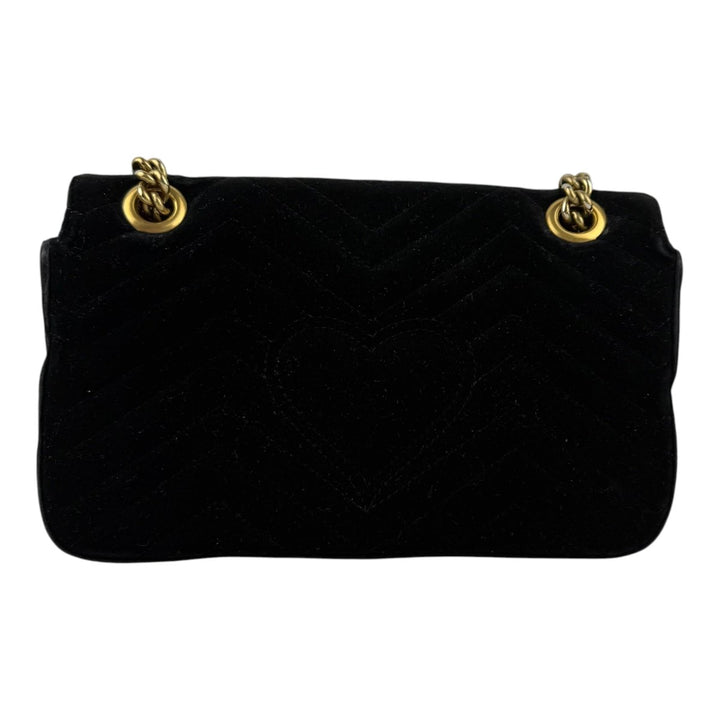 Gucci GG Marmont Black Velvet Small Handbag - Lux Central