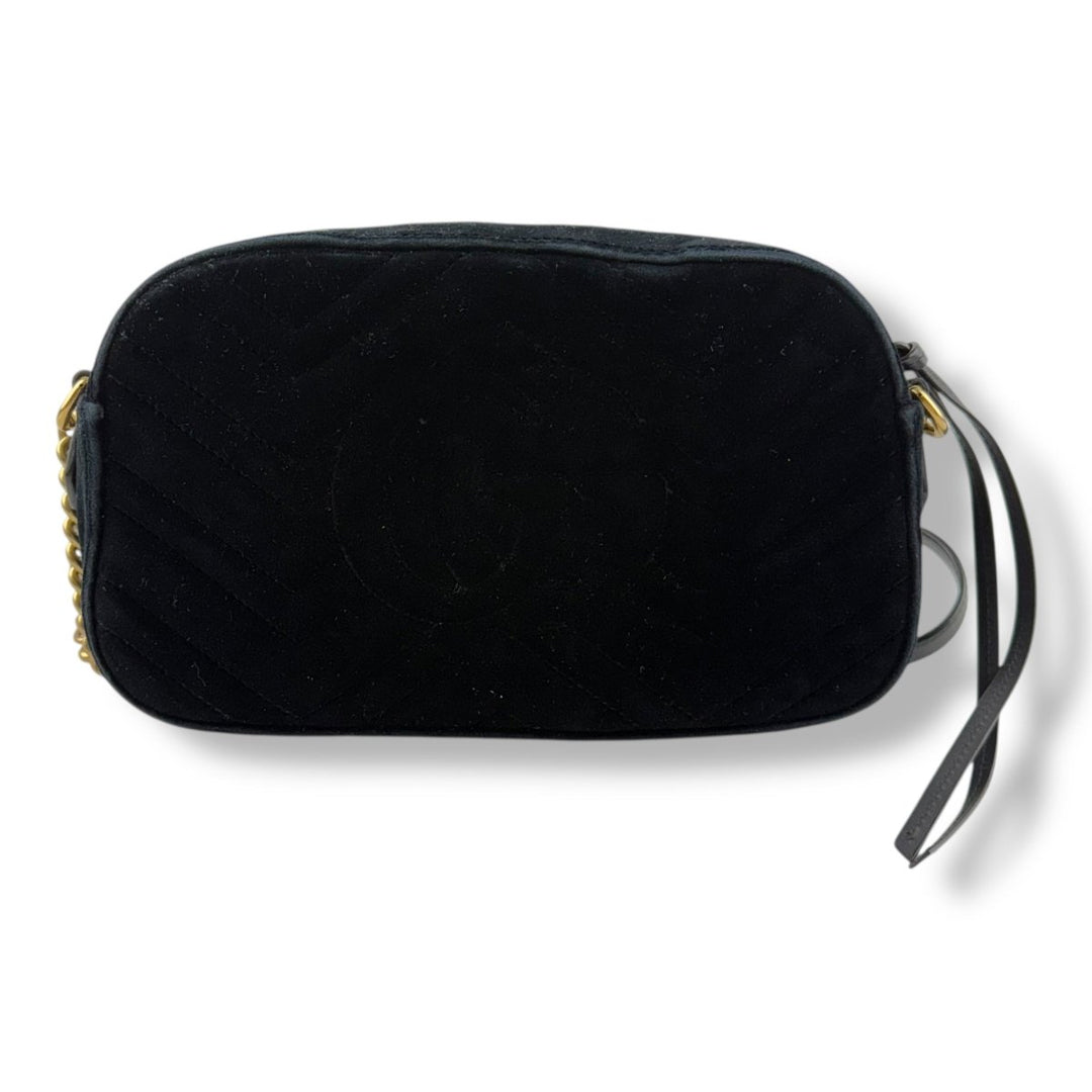 Gucci GG Marmont Black Velvet Small Handbag - Lux Central