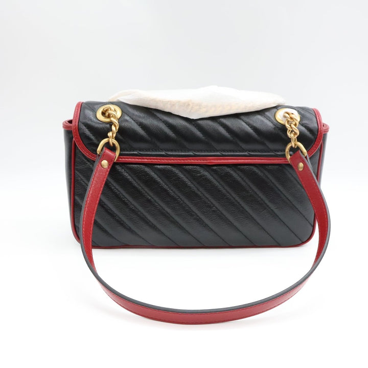 Gucci GG Marmont Black/Red Leather Medium Handbag Brand New - Lux Central