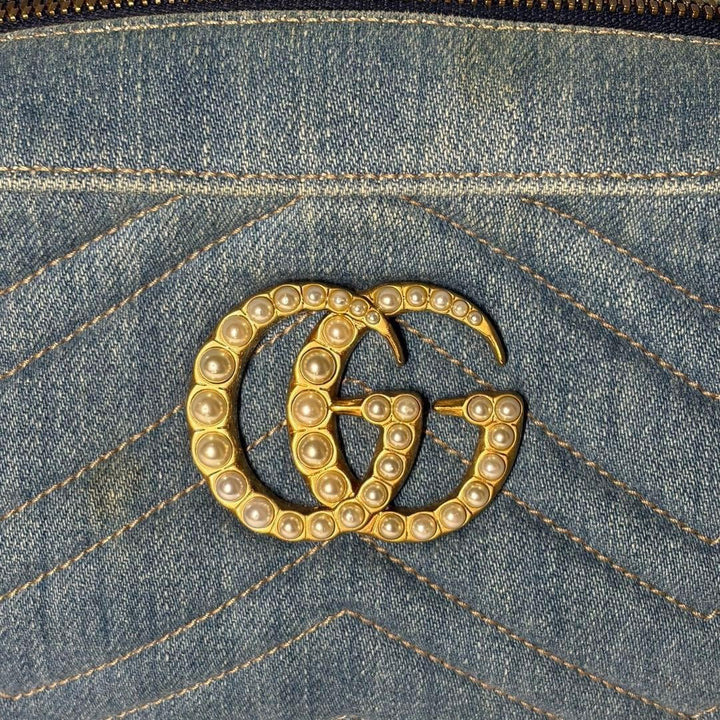 Gucci GG Marmont Blue Denim Small Handbag - Lux Central