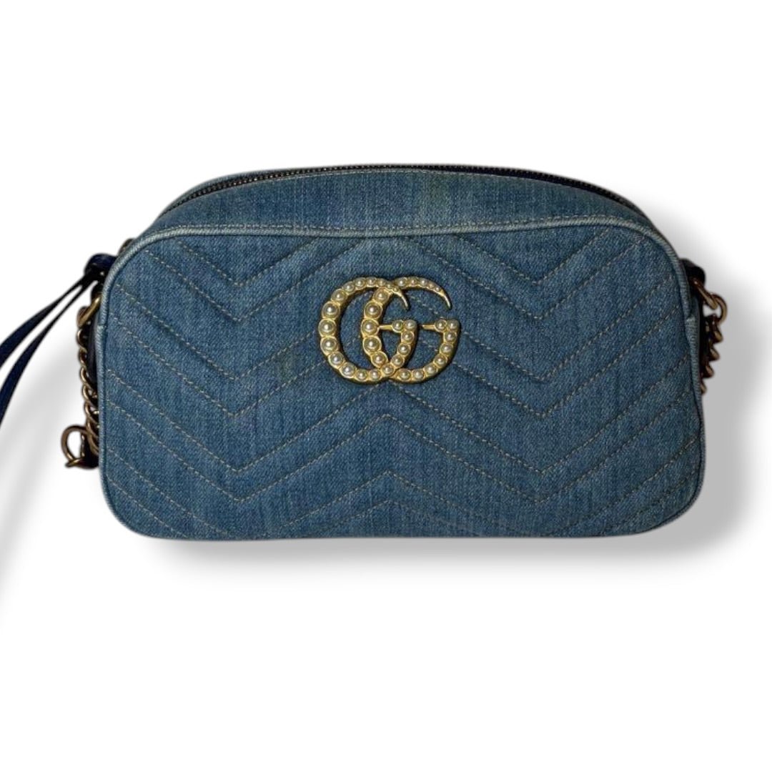 Gucci GG Marmont Blue Denim Small Handbag - Lux Central