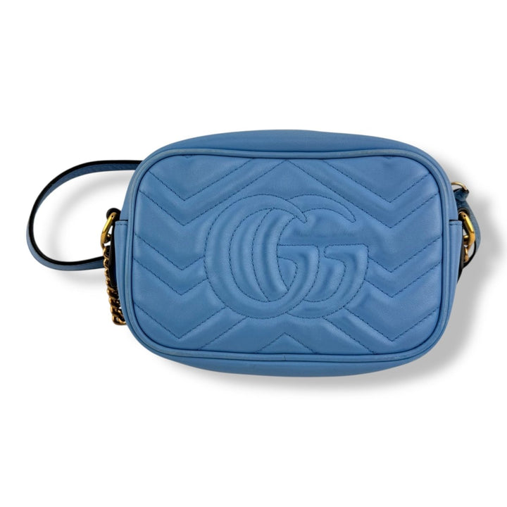 Gucci GG Marmont Blue Leather Mini Handbag - Lux Central