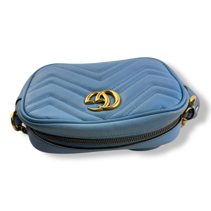 Gucci GG Marmont Blue Leather Mini Handbag - Lux Central