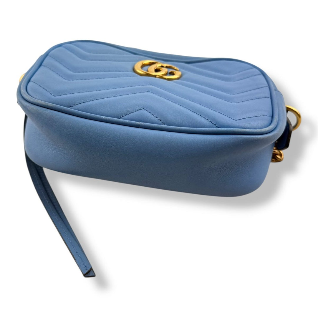Gucci GG Marmont Blue Leather Mini Handbag - Lux Central