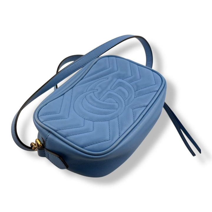 Gucci GG Marmont Blue Leather Mini Handbag - Lux Central