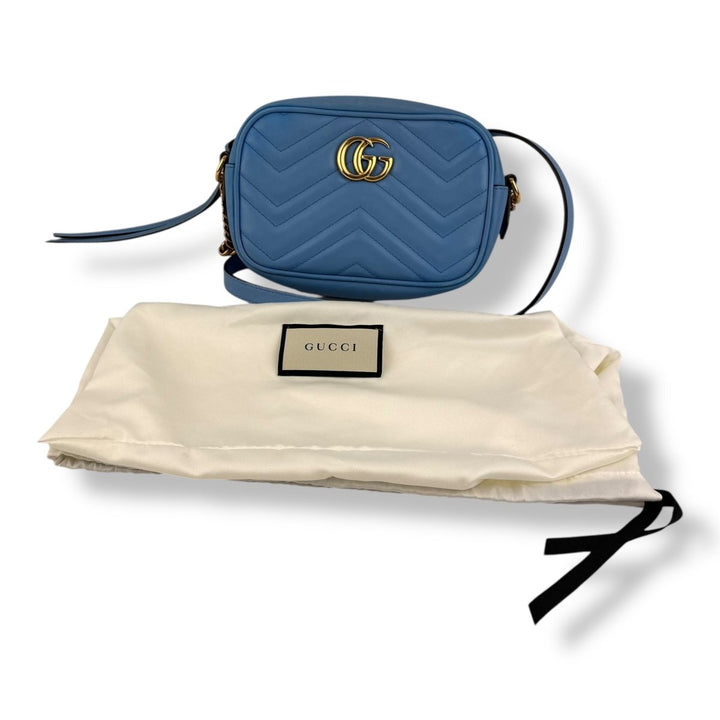 Gucci GG Marmont Blue Leather Mini Handbag - Lux Central