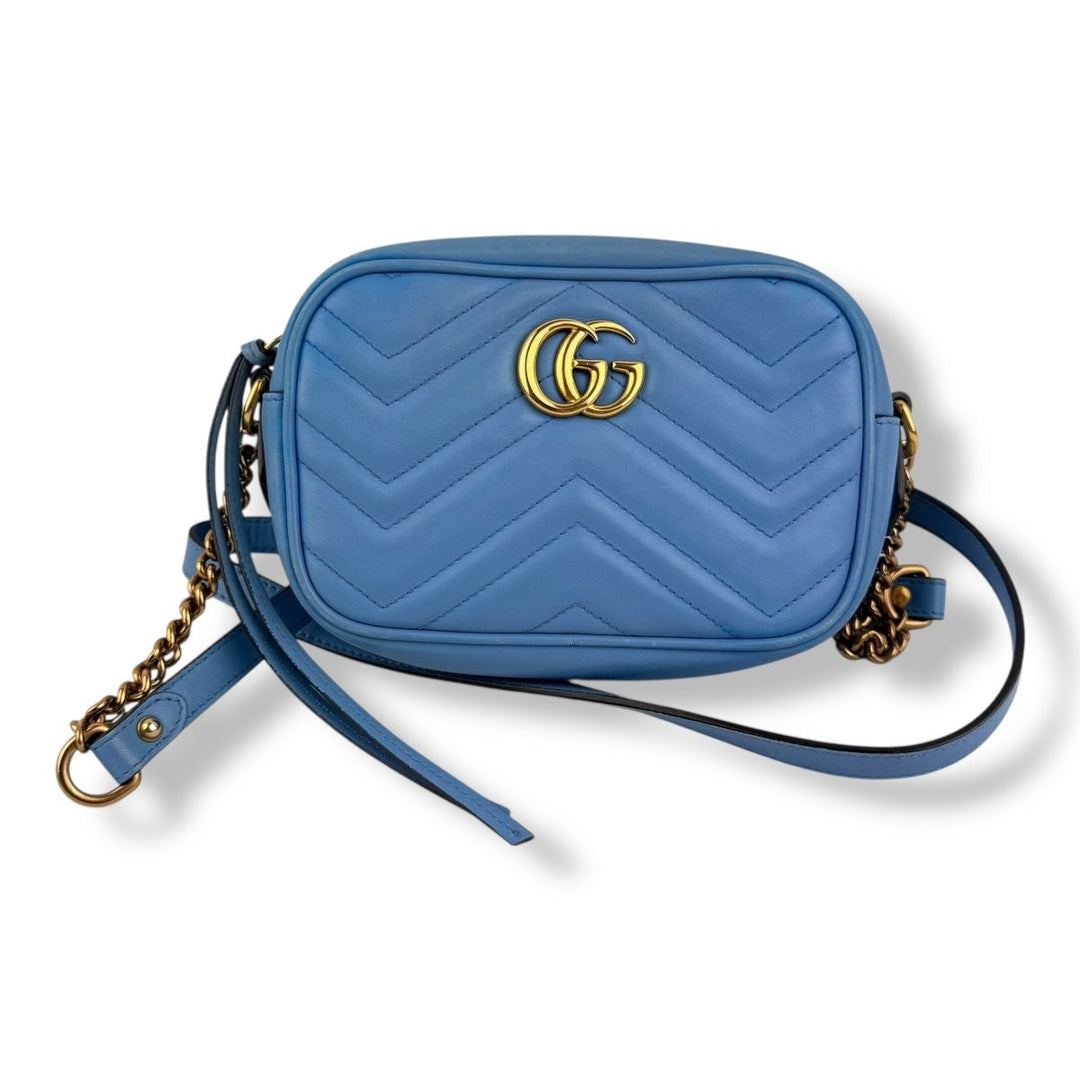 Gucci GG Marmont Blue Leather Mini Handbag - Lux Central