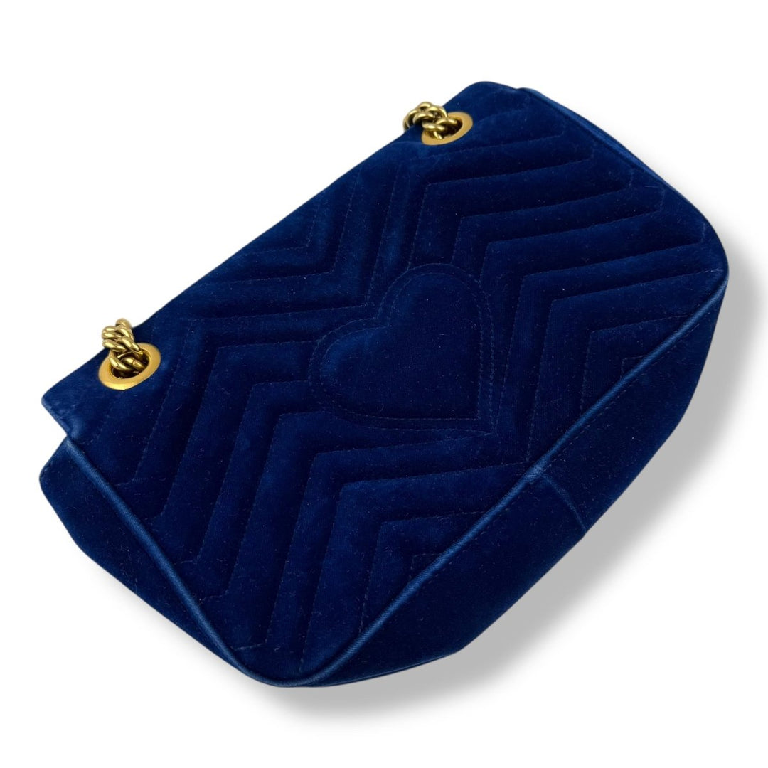 Gucci GG Marmont Blue Velvet Small Handbag - Lux Central