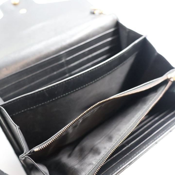 Gucci GG Marmont Chain Wallet Black Matelasse Leather Handbag - Lux Central