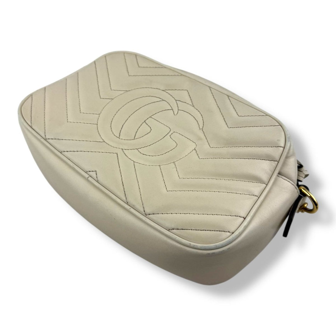 Gucci GG Marmont Cream Leather Small Handbag - Lux Central