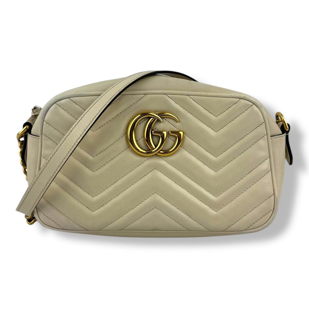 Gucci GG Marmont Cream Leather Small Handbag - Lux Central