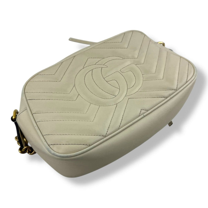 Gucci GG Marmont Cream Leather Small Handbag - Lux Central