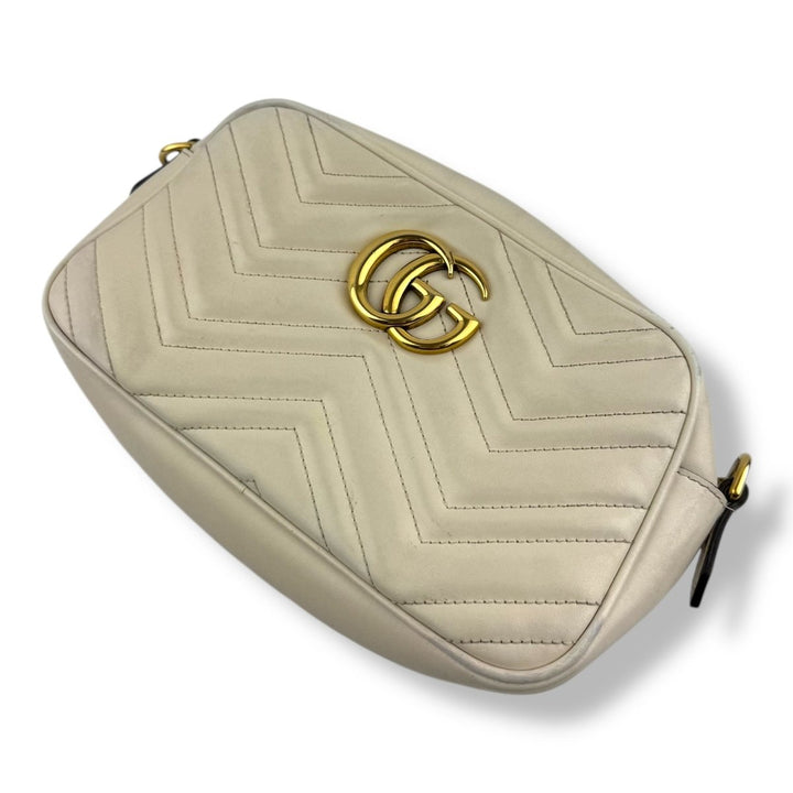 Gucci GG Marmont Cream Leather Small Handbag - Lux Central