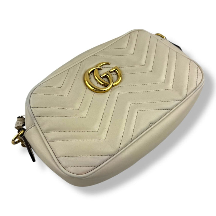 Gucci GG Marmont Cream Leather Small Handbag - Lux Central