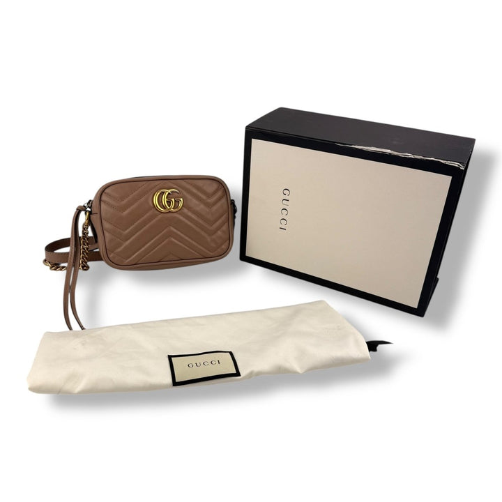 Gucci GG Marmont Dusty Pink Leather Mini Handbag - Lux Central