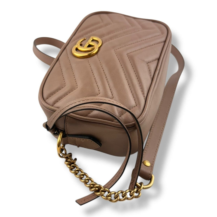 Gucci GG Marmont Dusty Pink Leather Mini Handbag - Lux Central