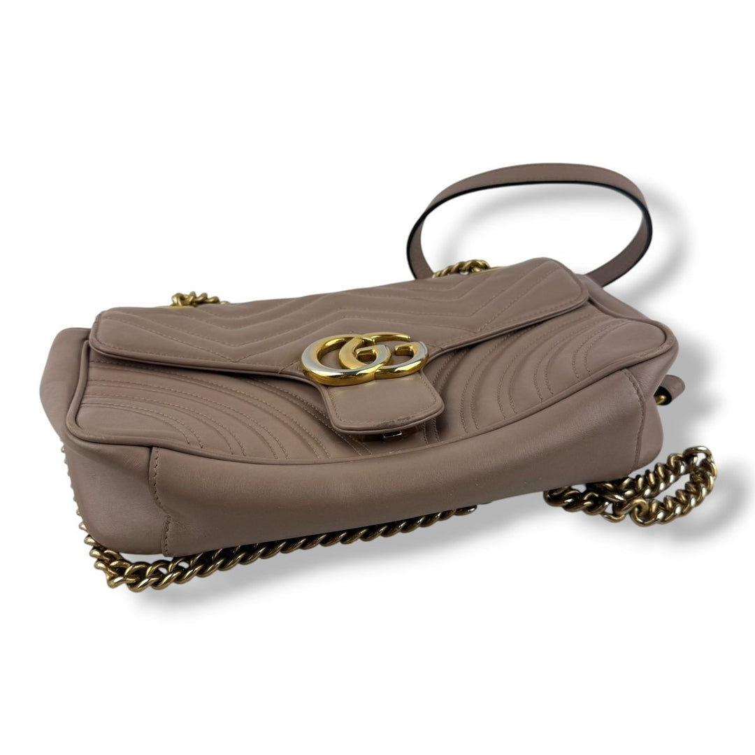 Gucci GG Marmont Dusty Pink Leather Small Handbag - Lux Central