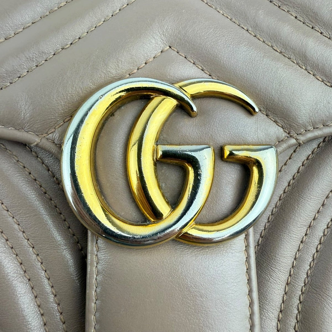 Gucci GG Marmont Dusty Pink Leather Small Handbag - Lux Central