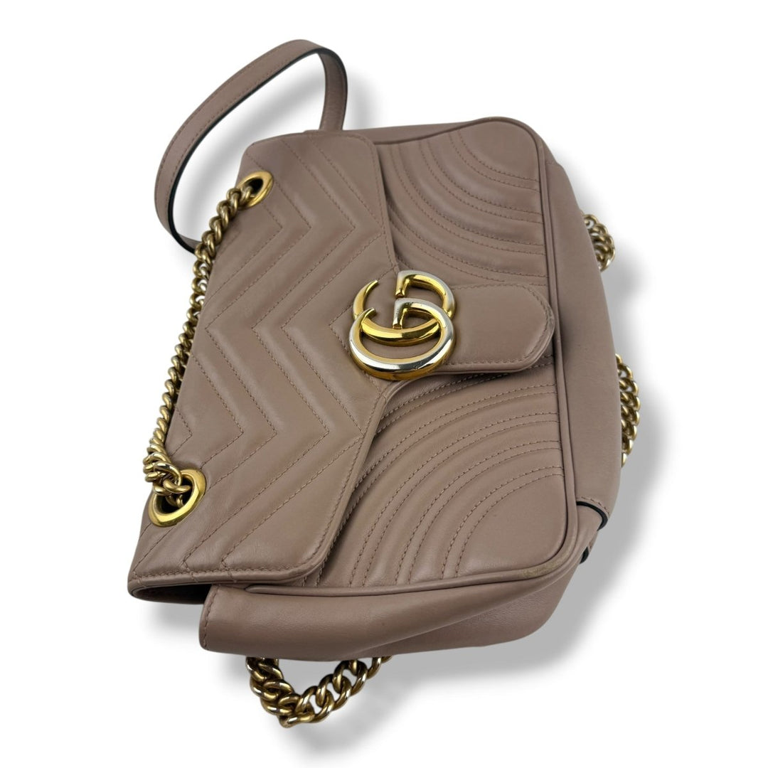 Gucci GG Marmont Dusty Pink Leather Small Handbag - Lux Central