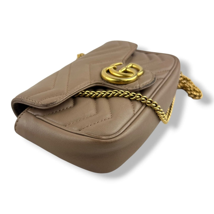 Gucci GG Marmont Dusty Pink Leather Super Mini Handbag - Lux Central