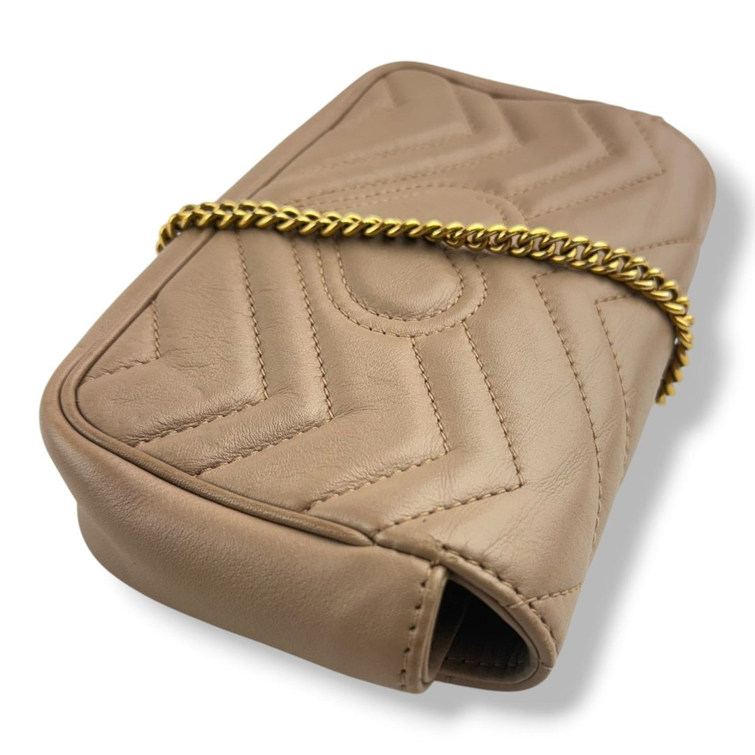 Gucci GG Marmont Dusty Pink Leather Super Mini Handbag - Lux Central