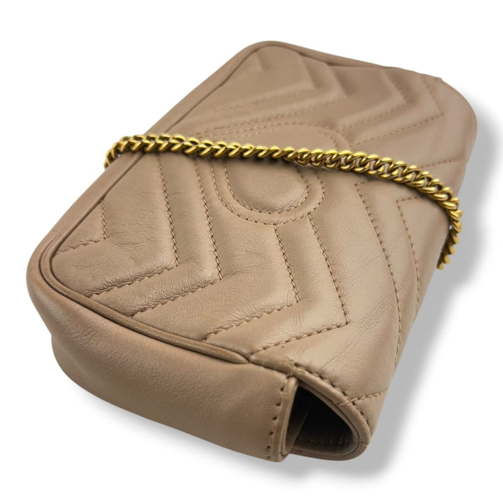 Gucci GG Marmont Dusty Pink Leather Super Mini Handbag - Lux Central