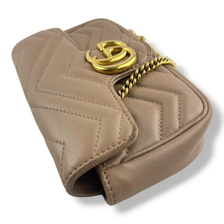 Gucci GG Marmont Dusty Pink Leather Super Mini Handbag - Lux Central