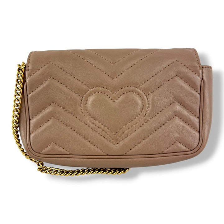 Gucci GG Marmont Dusty Pink Leather Super Mini Handbag - Lux Central