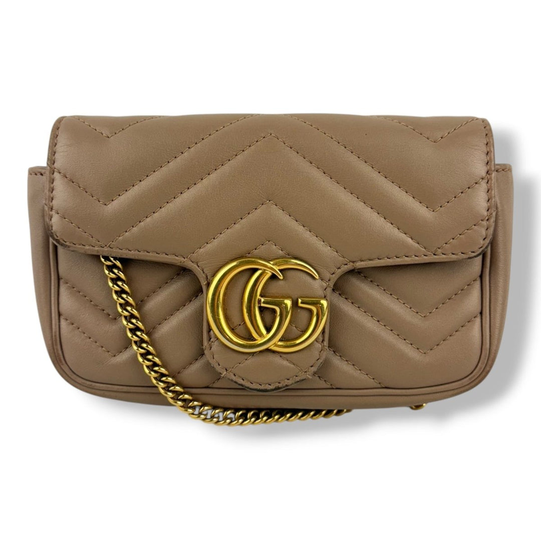 Gucci GG Marmont Dusty Pink Leather Super Mini Handbag - Lux Central