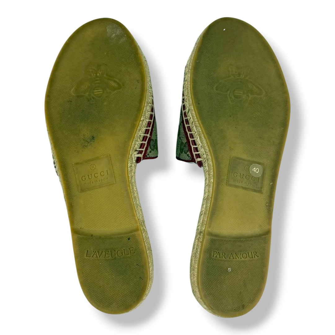 Gucci GG Marmont Espadrille Beige Canvas Slides - Lux Central