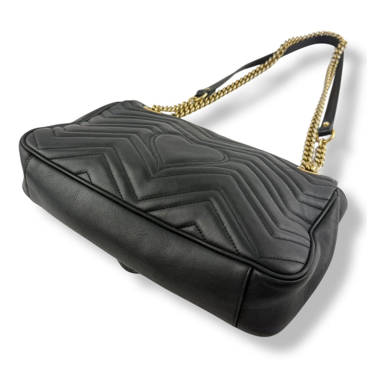Gucci GG Marmont Flap Black Leather Large Handbag - Lux Central