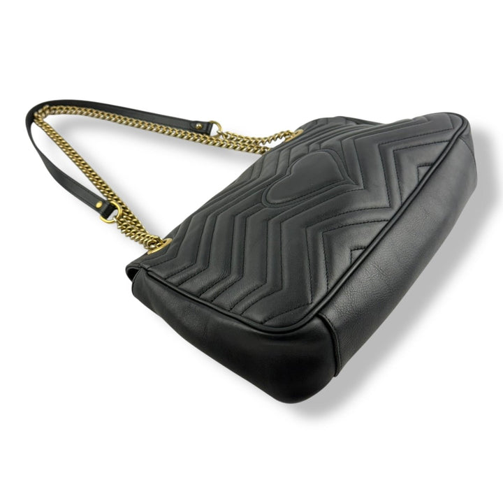 Gucci GG Marmont Flap Black Leather Large Handbag - Lux Central