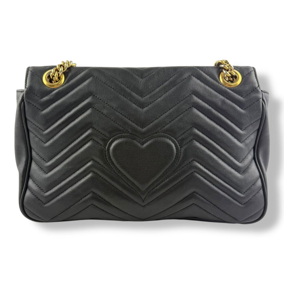 Gucci GG Marmont Flap Black Leather Large Handbag - Lux Central