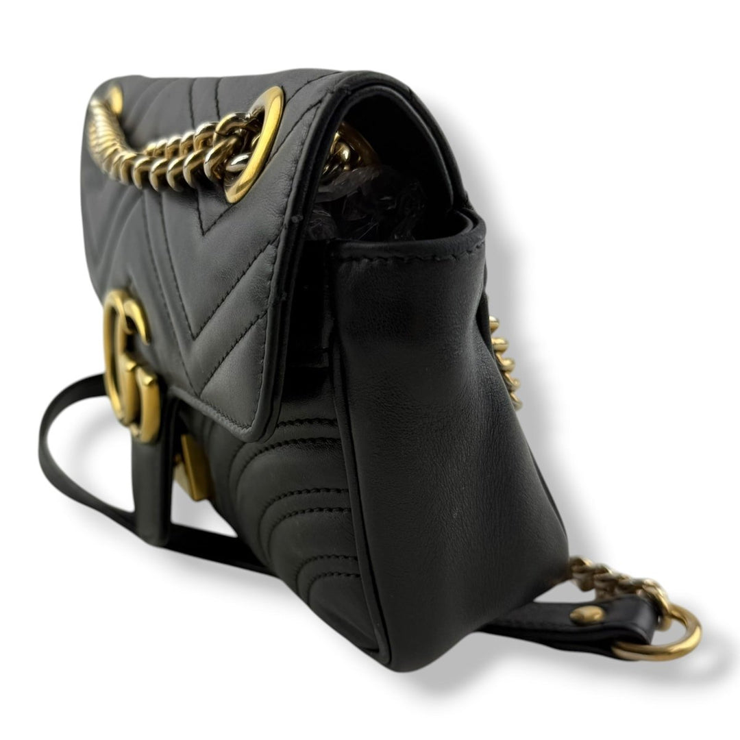 Gucci GG Marmont Flap Black Leather Mini Handbag - Lux Central