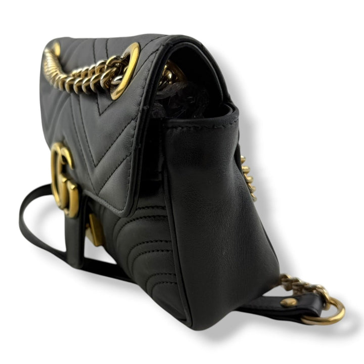 Gucci GG Marmont Flap Black Leather Mini Handbag - Lux Central