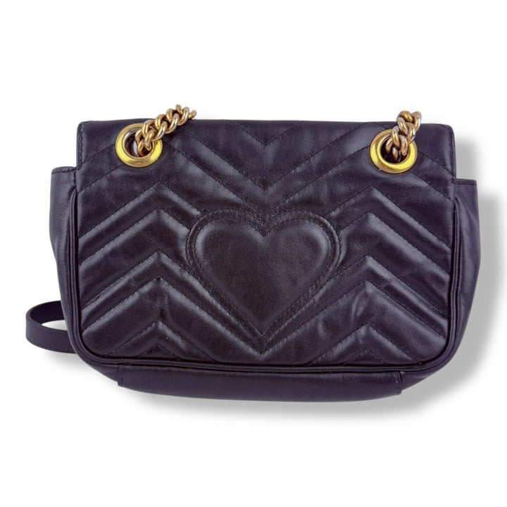 Gucci GG Marmont Flap Black Leather Mini Handbag - Lux Central