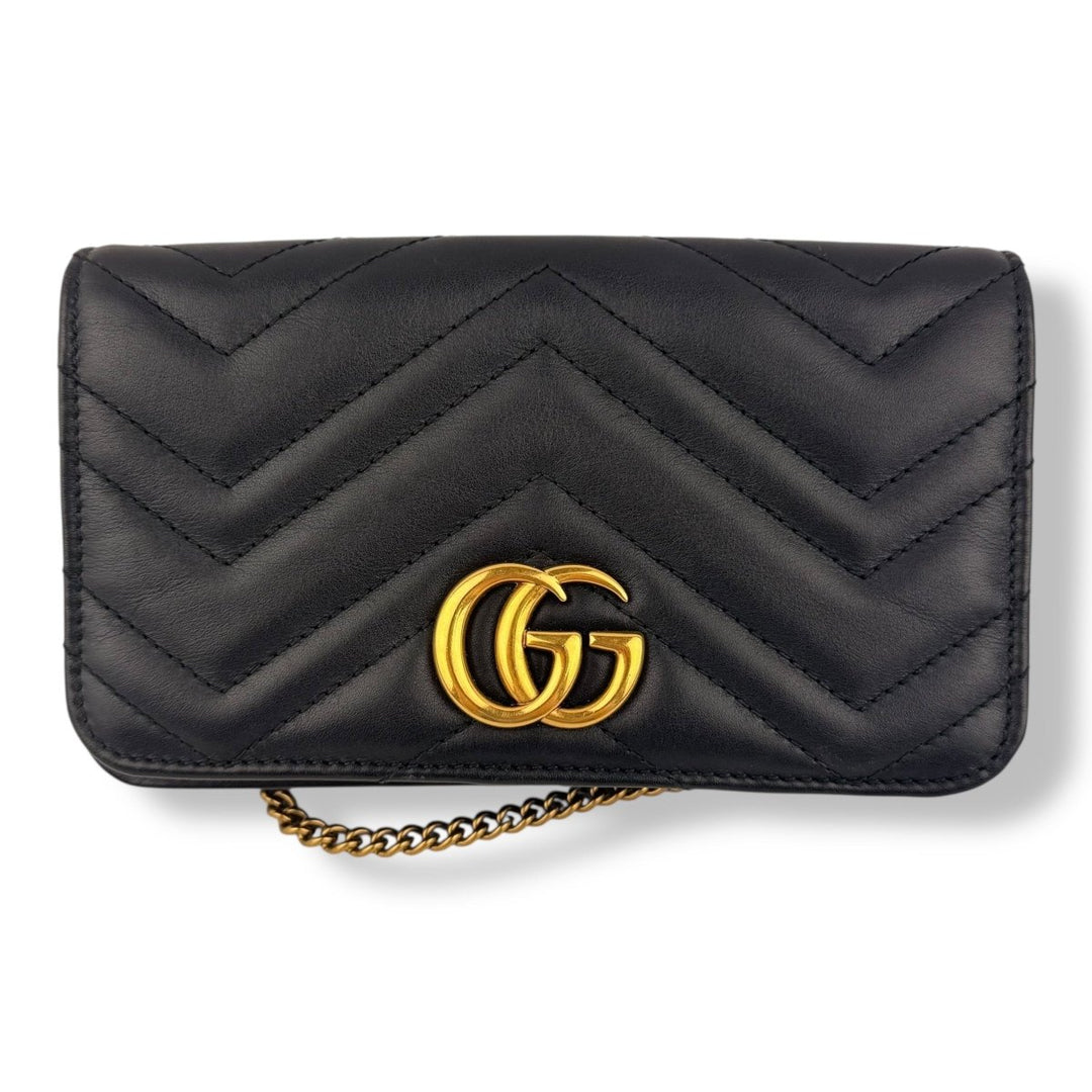 Gucci GG Marmont Flap Black Leather Mini Handbag - Lux Central