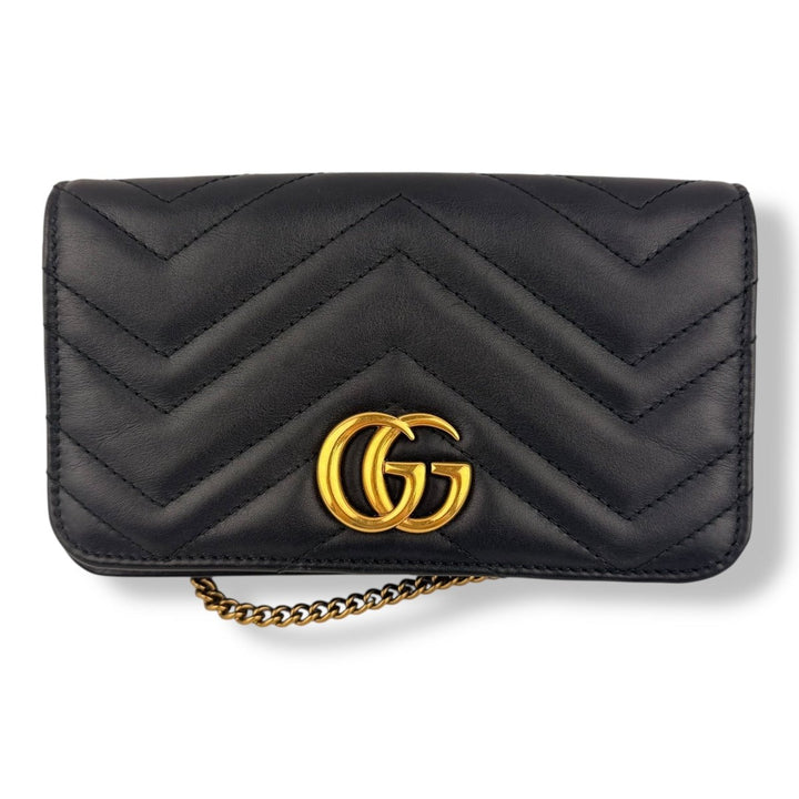 Gucci GG Marmont Flap Black Leather Mini Handbag - Lux Central