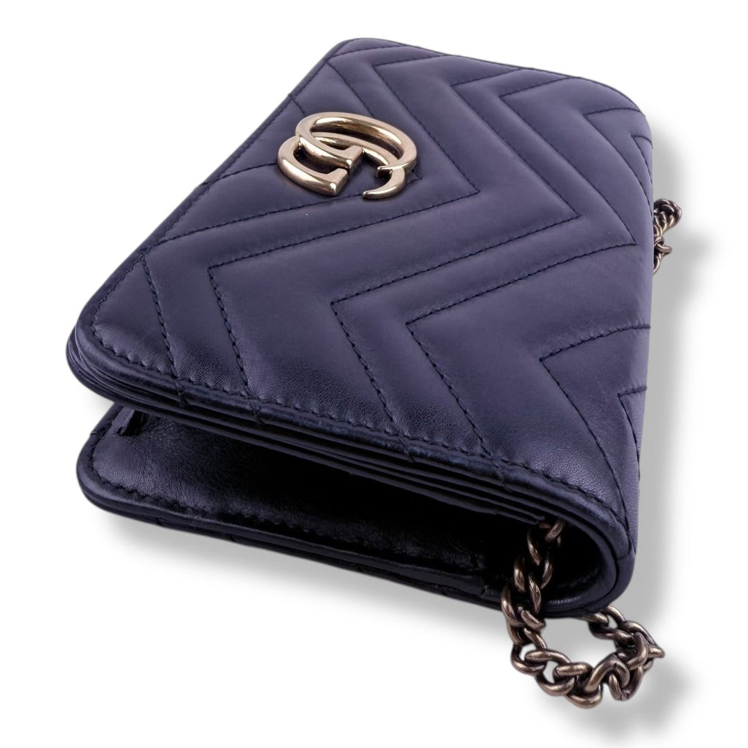 Gucci GG Marmont Flap Black Leather Mini Handbag - Lux Central