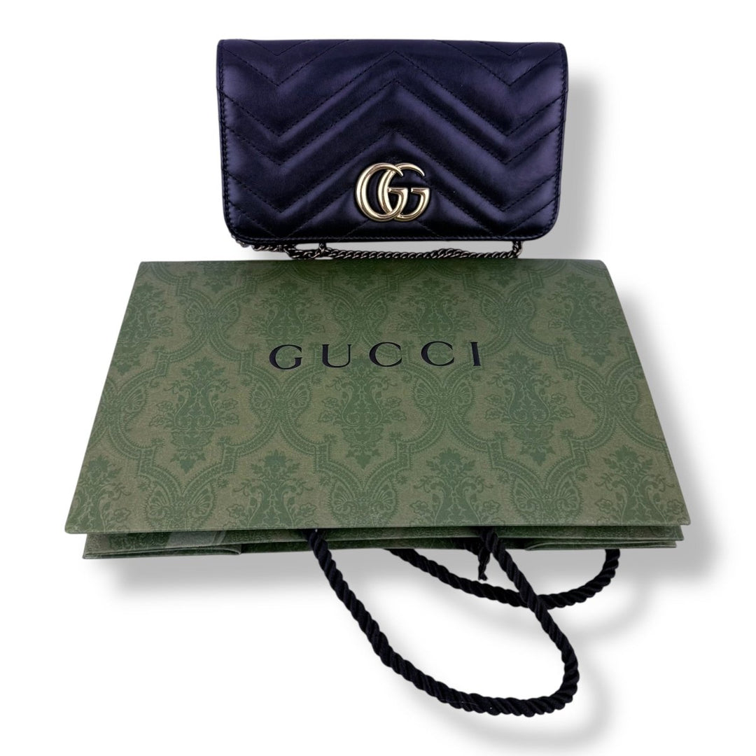 Gucci GG Marmont Flap Black Leather Mini Handbag - Lux Central