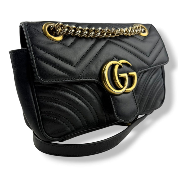 Gucci GG Marmont Flap Black Leather Mini Handbag - Lux Central